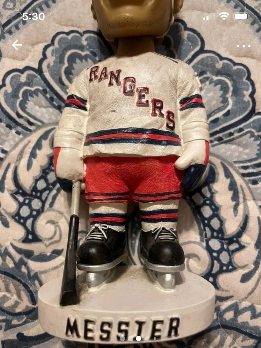 Vintage Rangers Hockey Bobblehead in White and Red